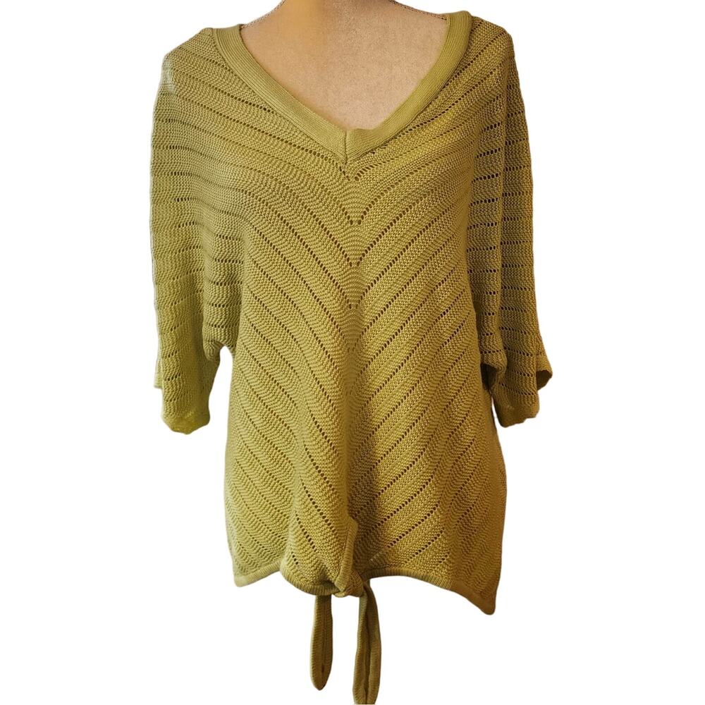 Maurice's Women's Green Open Knit Front Tie Knot Sweater Size XL